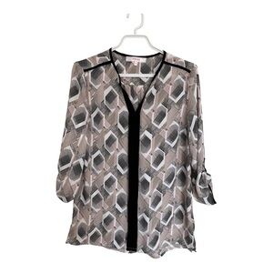 Le grenier light pink and White Geometric Vintage atyle Blouse size small